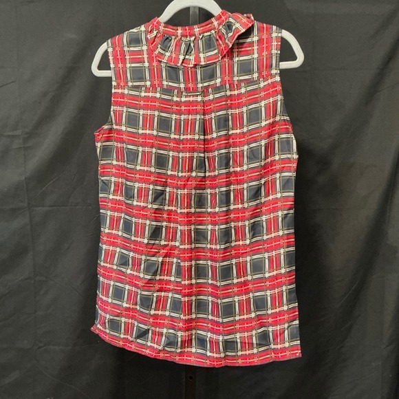 LAMB Gwen Stefani Plaid Ruffle Collar Sleeveless Top Wns Sz 4 Red/Black/White - Picture 3 of 7